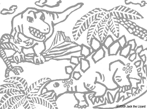 Coloring Pages of Dinosaurus, Allosaurus and Stegosaurus