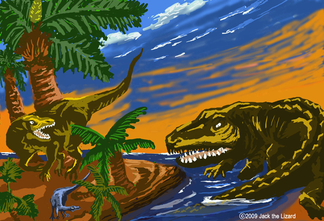 Inoceramus, Belemnites, Ichthyosaurus and Mosasaurus