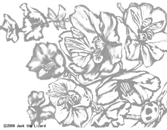 Coloring Pages of Flower and insects