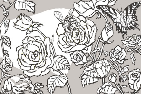 Coloring Pages of Bugs and Roses